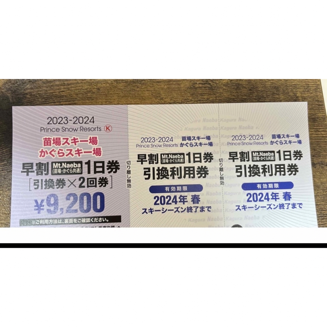 2023-2024 苗場スキー場・かぐらスキー場共通 早割リフト1日券引換利用券A・Bセット