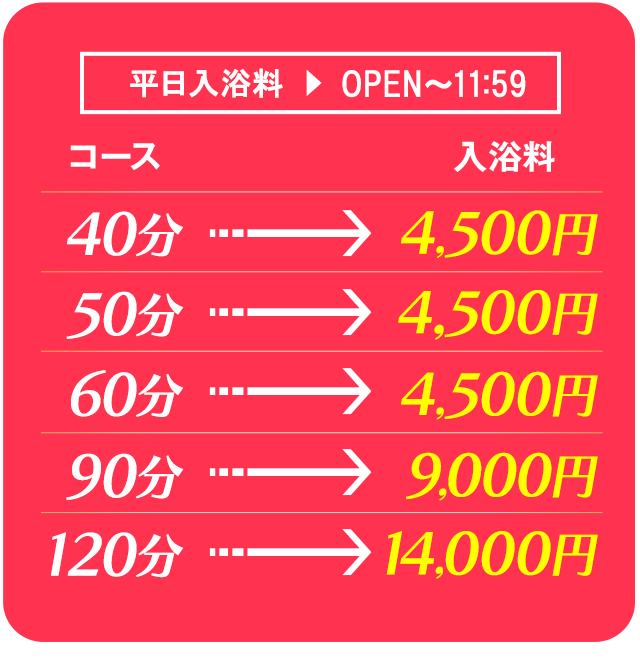 料金システム：湯房 いとはん(いわき・小名浜ソープ)｜駅ちか！