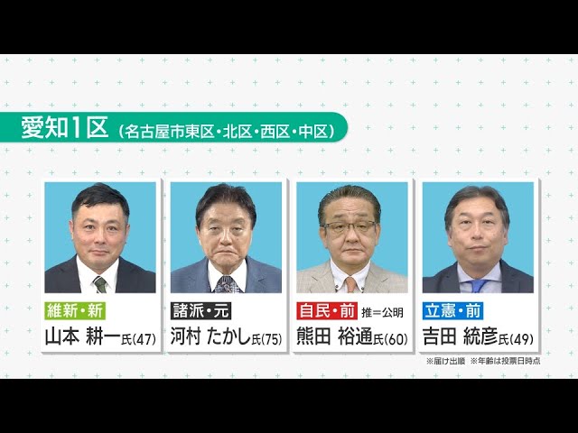 愛知県(小選挙区)【2024年 衆院選】候補者一覧・開票速報・結果 |