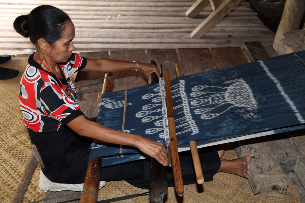 Woman weaving craft